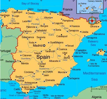 Harta Atractii turistice Spania