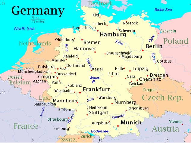 Reciproc sol mânca  Germania harta politica | Harta Online